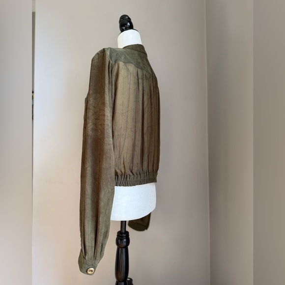 Dorothy Schoelen Platinum 80s Vintage Suede Sheer Green Tie Dye Effect -L - Picture 8 of 15